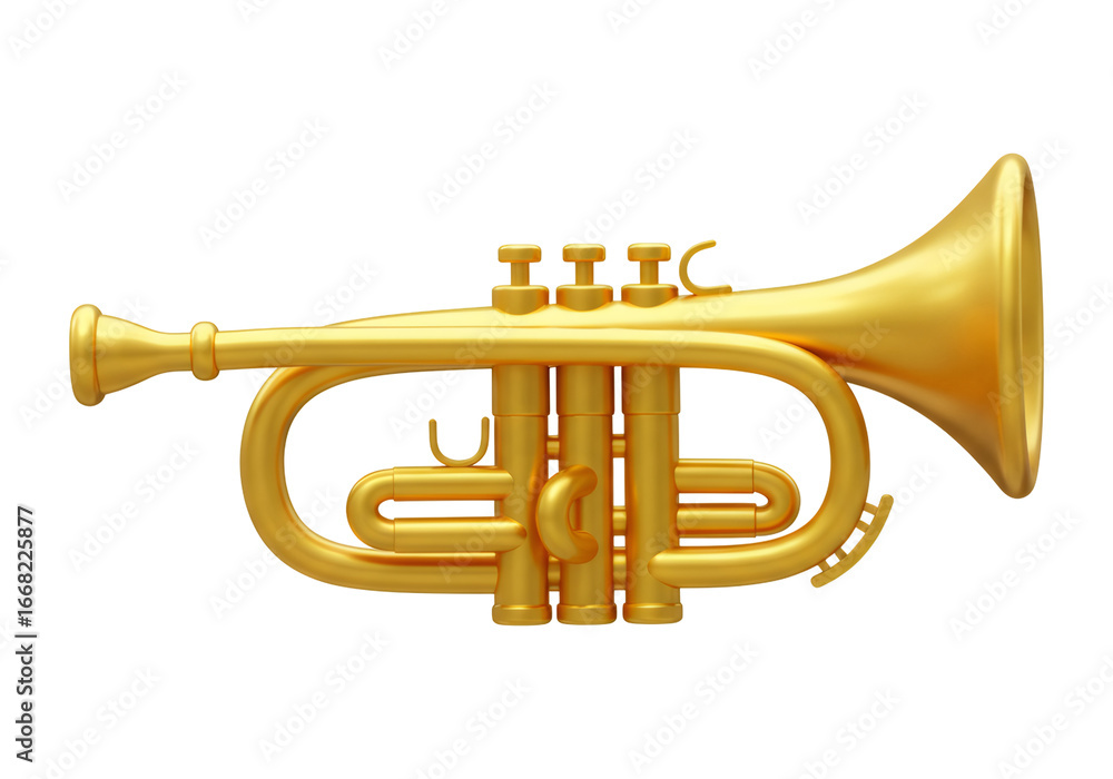 Fototapeta premium Golden Trumpet Musical Instrument Isolated on Transparent Background