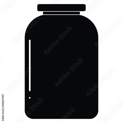Black Silhouette of a Canning Jar or Storage Container Design Element on White Background Represents Food Preservation and Organization Solutions