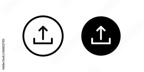 Set of upload icons in different styles, arrow up icon set, file sharing icons, data transfer icons, digital upload symbols, Vector illustration