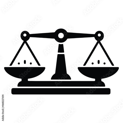 Classic Scales of Justice Vector Illustration Representing Law and Legal Balance Concepts in Simple Black and White Graphic