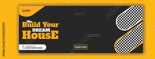 Construction Company Advertisement with Checkerboard Silhouette and Service Offerings