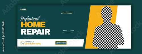 Professional Construction Agency Social Media Template with Two Image Placeholders