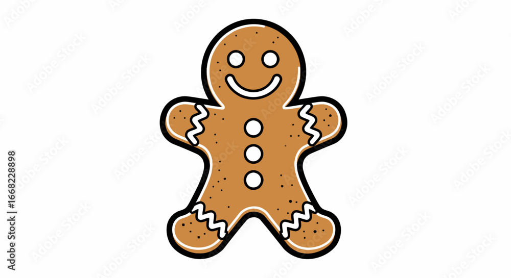Obraz premium Gingerbread Man Illustration Festive Holiday Treat with Cute Details