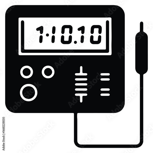 Digital Multimeter Icon for Electrical Measurement and Diagnostic Testing Black and White Simple Graphic for Electronics and Engineering