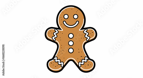 Gingerbread Man Illustration Festive Holiday Treat with Cute Details