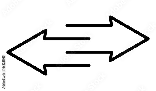 Double line arrow icon. Direction symbol. Vector illustration isolated on white.