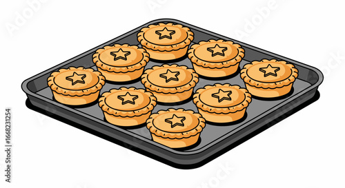 Delicious Mince Pies Freshly Baked on a Tray Ready to Serve, Holiday Treat