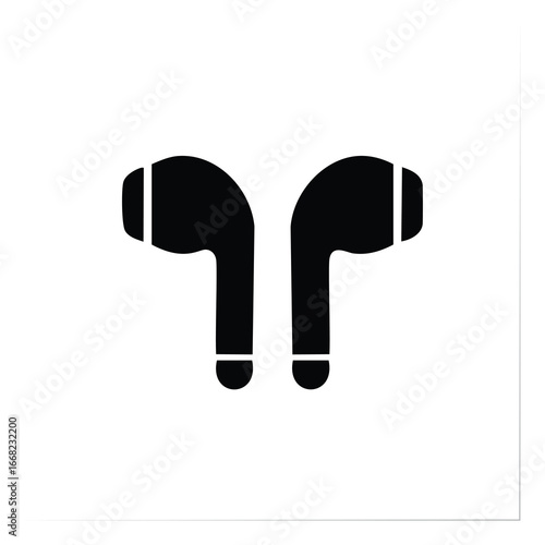 Black wireless earbuds icon audio electronic