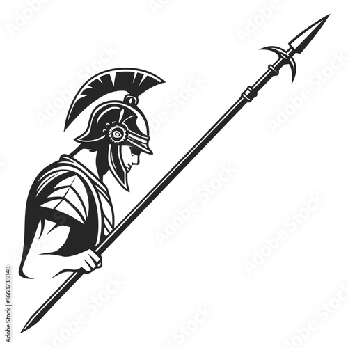 Ancient spear displayed on wall silhouette