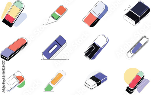 Bundle Eraser Silhouette Icon On White Background Eps 17