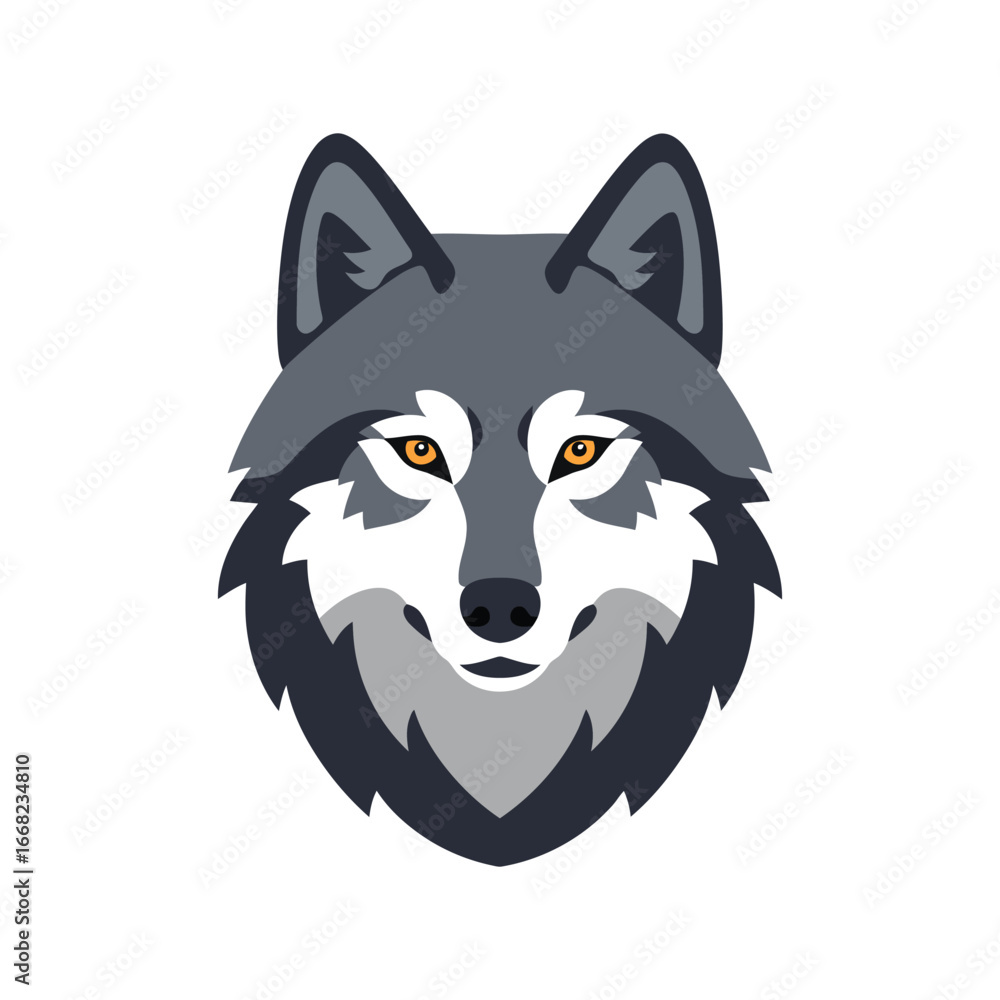 Fototapeta premium Wolf head vector illustration wild animal portrait canine mascot forest creature nature icon isolated eps graphic