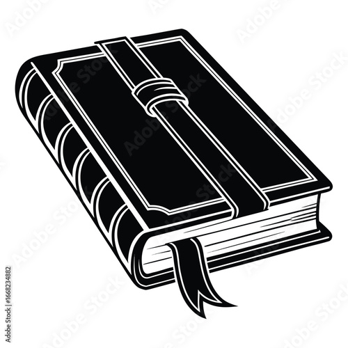 Ancient book with leather binding silhouette
