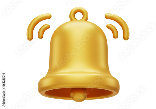 Golden Bell Illustration Against Transparent Background for Notification Icon