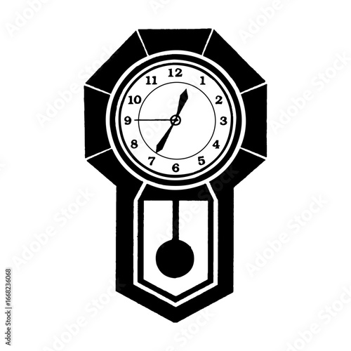 Black vector clock icon showing time, a business symbol illustration on white