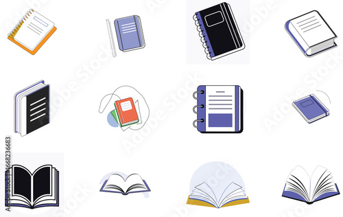 Bundle Notebook Silhouette Icon On White Background Eps 22