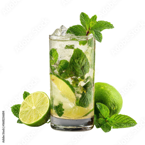 Wallpaper Mural Refreshing mojito cocktail with lime, mint, and ice in a highball glass. background removed Torontodigital.ca