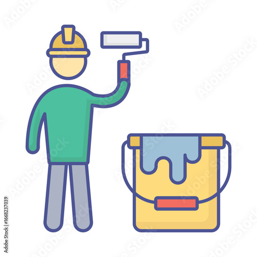 Painter  Worker Vector Icon which can easily modify or edit
