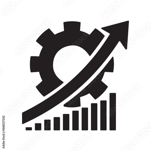 Gear with Arrow Business Growth Icon