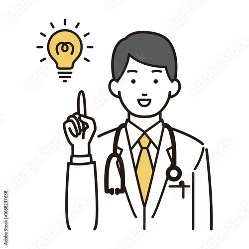 ひらめきの男性医師イラスト
