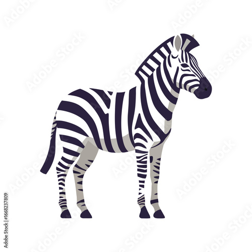 Zebra standing profile vector illustration african wildlife animal striped mammal isolated graphic