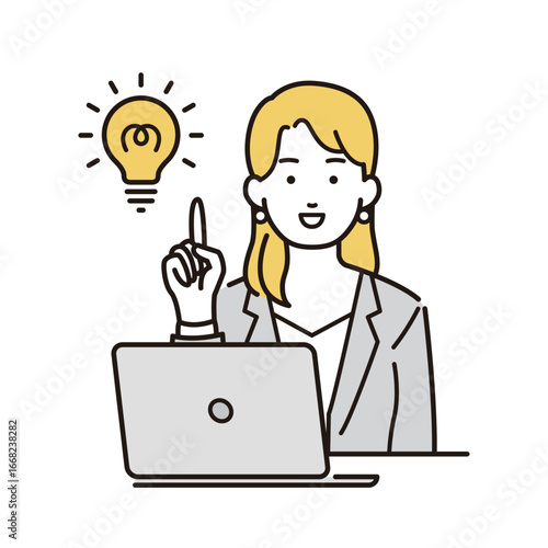 ひらめきのビジネスウーマンイラスト