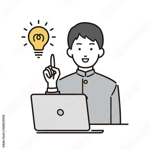 ひらめきの男子中学生イラスト