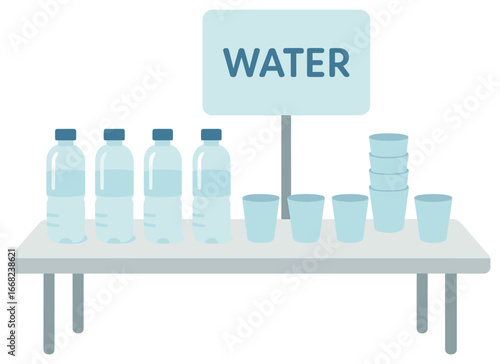 Refreshing water station vector | hydration concept for events, marathons, and sports