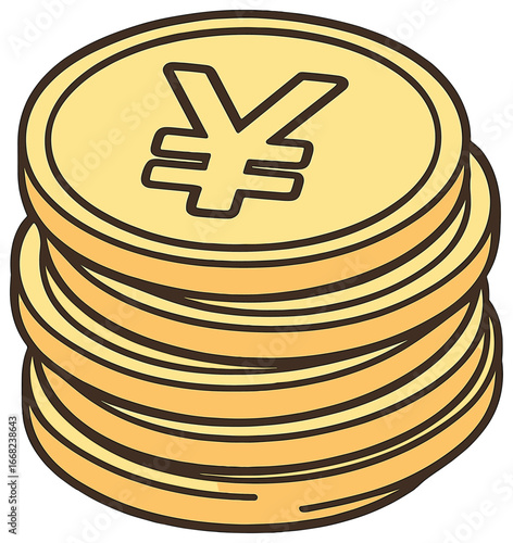 Yen coin vector: japanese currency, finance, wealth, economy, business concept