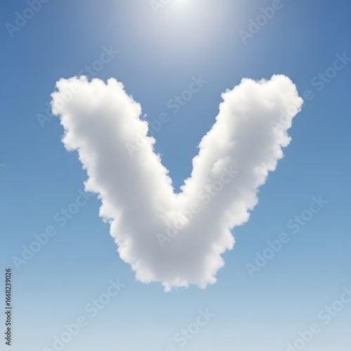 Wallpaper Mural Fluffy white cloud shaped like the letter V floating in a sunny blue sky, conceptual 3D render Torontodigital.ca