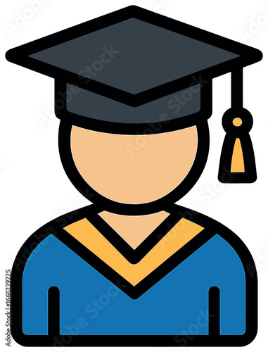 Academic achievement icon vector | education success, graduation, cap and gown concept