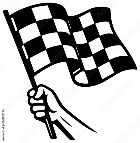Triumphant racing flag vector | symbol of victory, motorsport finish line, checkered flag art