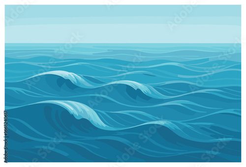 Serene ocean waves vector: tranquil sea patterns and fluid water designs for relaxation
