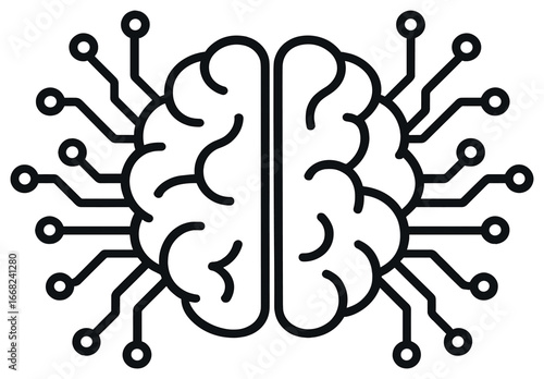 Digital brain circuitry vector: neural network concept for technology and innovation