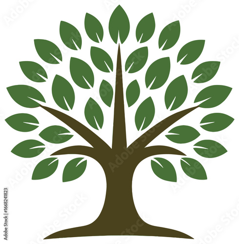 Tree growth icon vector – symbolizing nature, ecology, and sustainability with green leaves