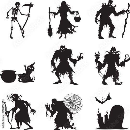set of vector silhouettes