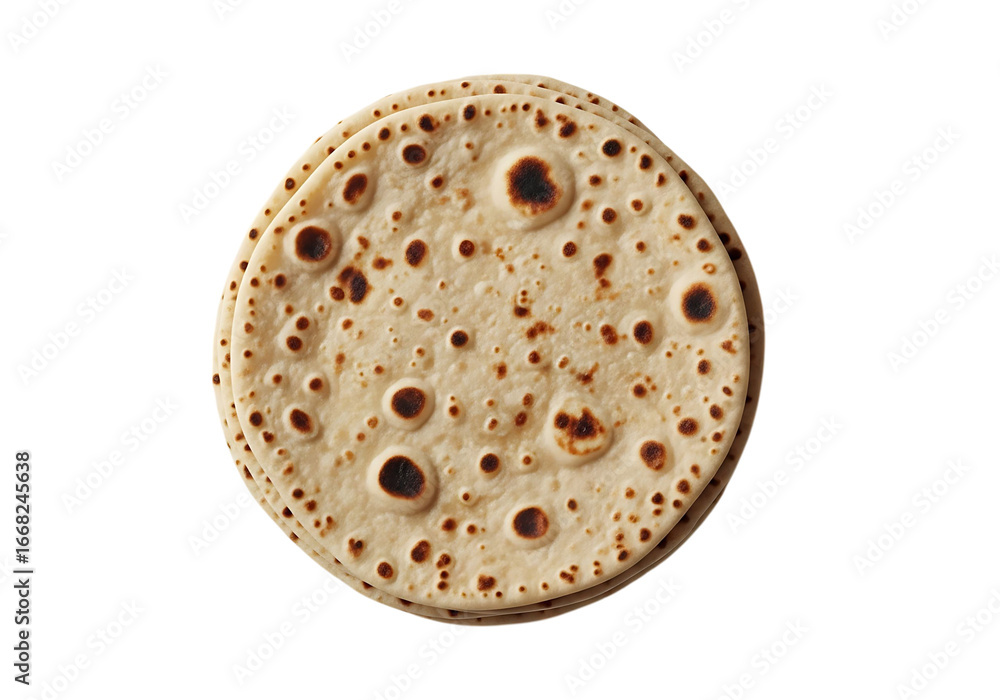 Fototapeta premium Deliciously puffy round pita bread with many bubbles and a textured surface