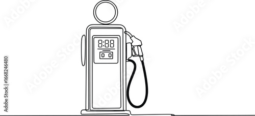 Vintage Gas Pump Vector, Retro Fuel Station Icon Illustration.
