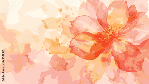 Abstract bloom of muted coral and pale yellow watercolor wash, symbolizing emotional 