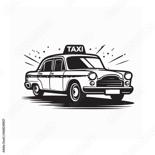 Taxi Silhouette of a Retro Car Vector Image on white background