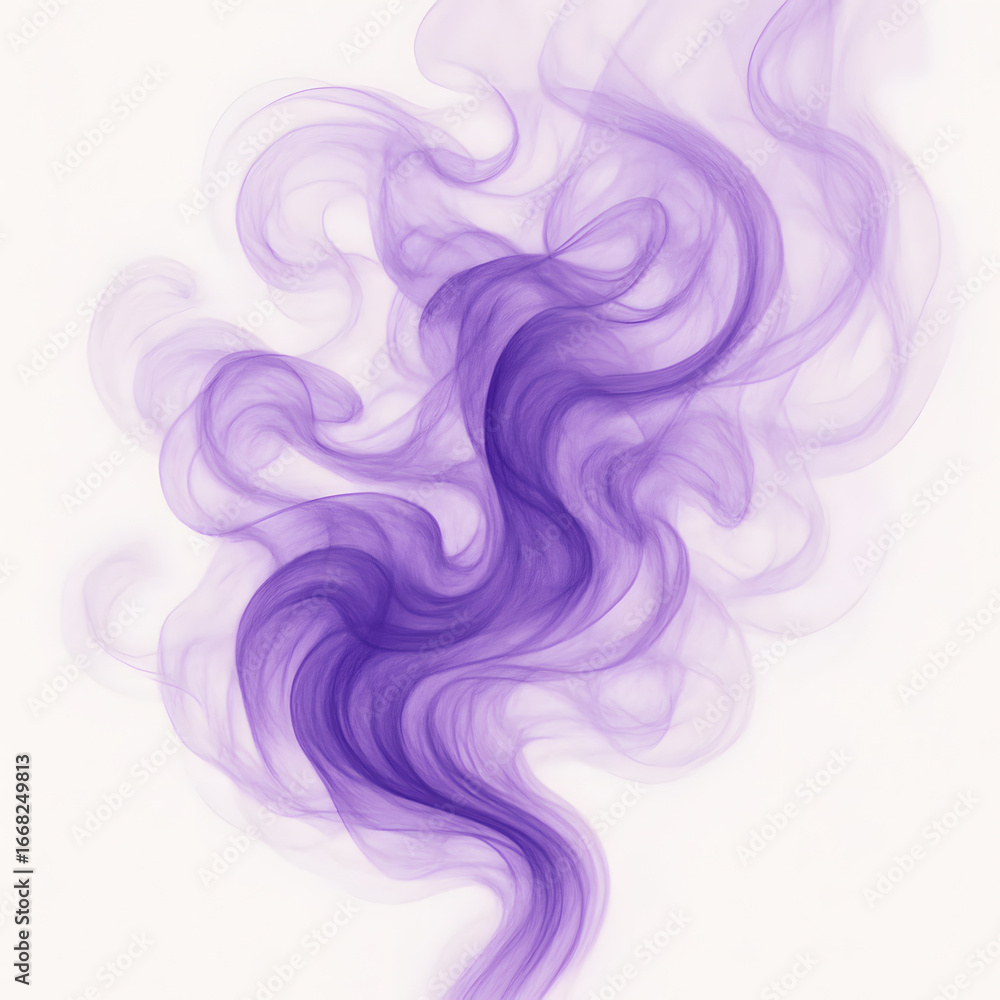 Fototapeta premium abstract purple smoke, abstract colorful smoke, abstract smoke background, colorful smoke on white, Image features a digital artwork of swirling purple smoke against a plain white background