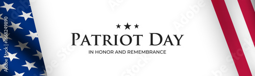 Patriot Day banner featuring stars and stripes, symbolizing remembrance and unity
