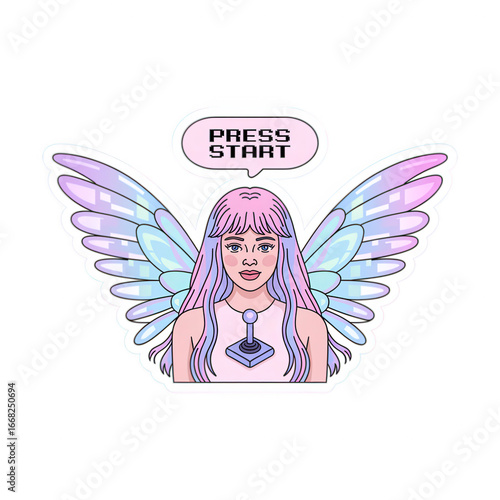 Pastel Gamer Fairy Press Start Digital Art