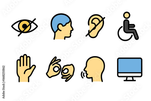 Disability and accessibility symbols collection for awareness and inclusivity