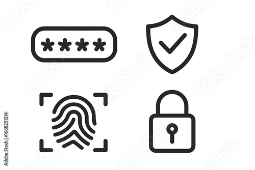 Digital security and privacy icons for protection and authentication
