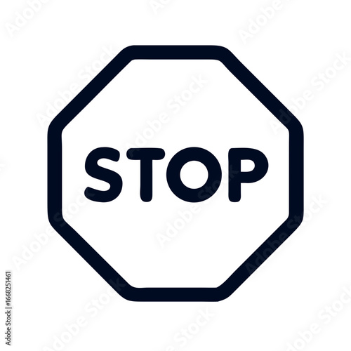 Stop sign icon in bold design with octagonal shape  
