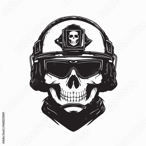 Soldier with skull mask illustration vector isolated on white background
