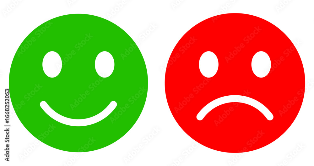 Fototapeta premium Happy smiling and negative sad emoji, feedback symbols