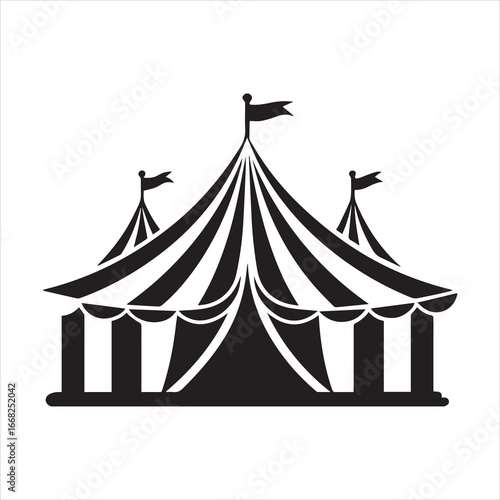  circus tent black silhouette vector illustration, circus tent icon