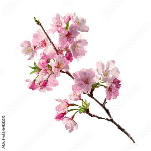A close up of a branch with pink cherry blossoms against a black background in spring time beauty