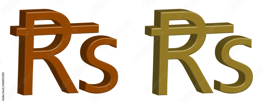 Obraz premium 3D Mauritian Rupee (MUR) Symbol Icon - Golden Currency Sign